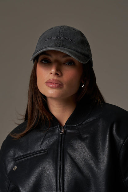 WASHED REVERSE COPYRIGHT CAP - WASHED BLACK