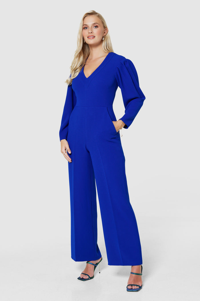 Wendy Wide Leg Jumpsuit (Blue)