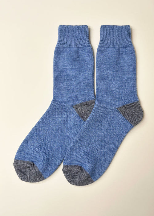 West Of Ireland Merino Socks | Blue Denim Toe