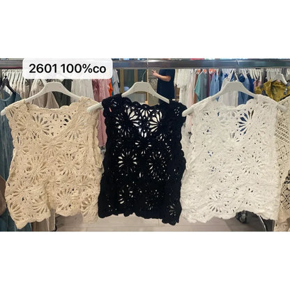 White Crochet Floral Tank Top - Born To Glam