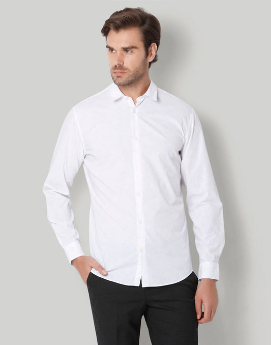 White Floral Print Full Sleeves Shirt