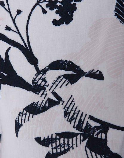 White Floral Print Short Sleeves Shirt