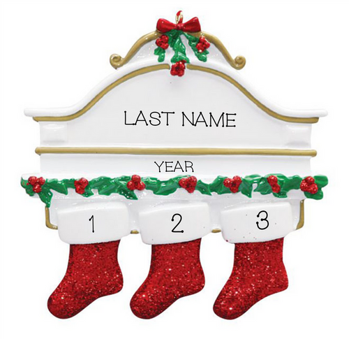 White Mantle- Family of 3 Personalized Ornament