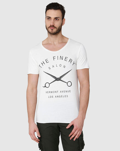 White Printed Crew Neck T-Shirt