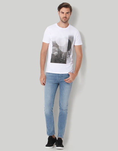 White Printed Crew Neck T-Shirt
