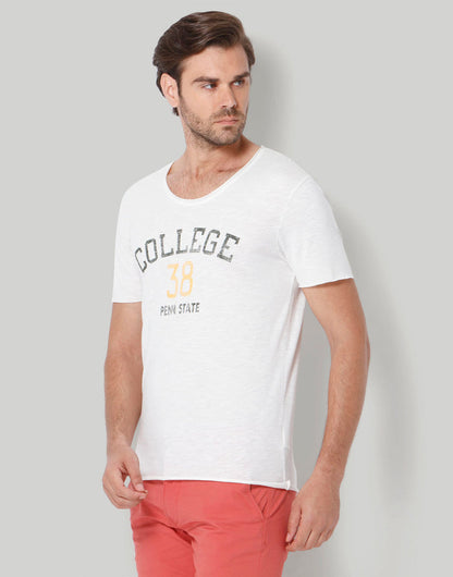 White Printed Crew Neck T-Shirt