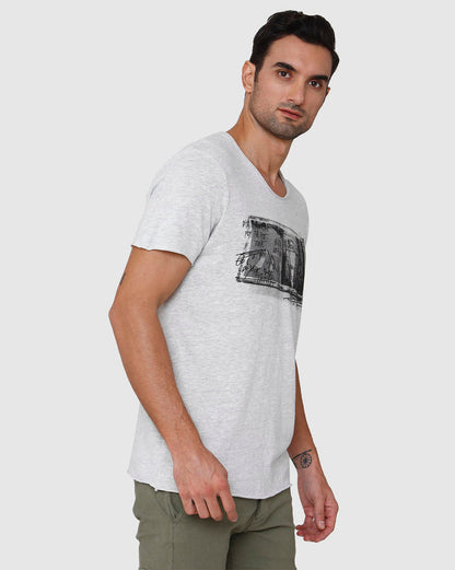 White Printed Crew Neck T-Shirt