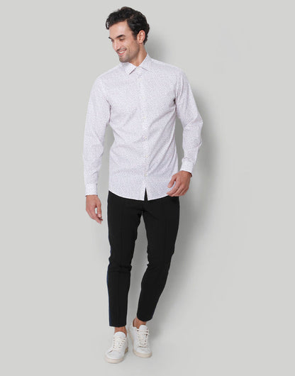 White Printed Full Sleeves Shirt