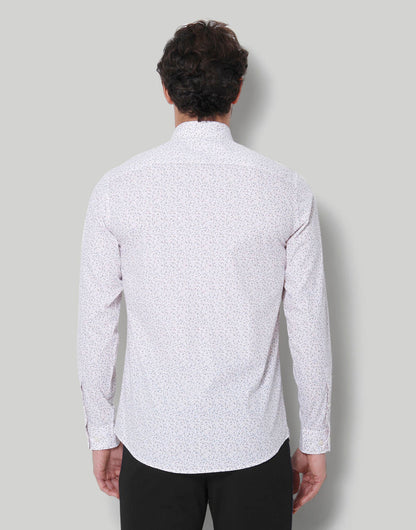 White Printed Full Sleeves Shirt