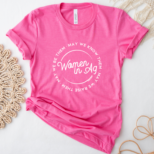 Women In Ag Circle White Ink- Bella Canvas T-Shirt
