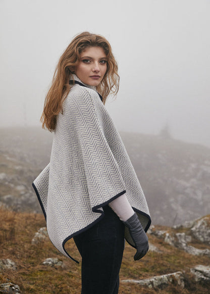 Ladies Herringbone Cape | Navy