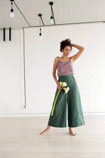 Women’s Linen Сulottes PALMA in Green