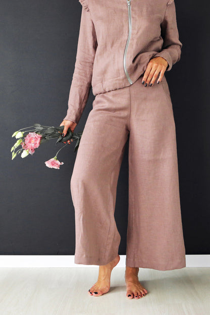 Women’s Linen Сulottes PALMA in Latte