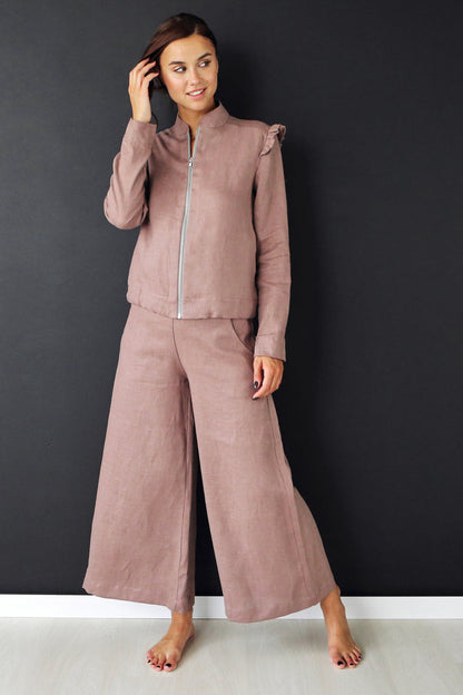 Women’s Linen Сulottes PALMA in Latte