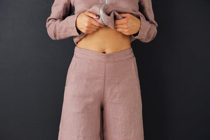Women’s Linen Сulottes PALMA in Latte