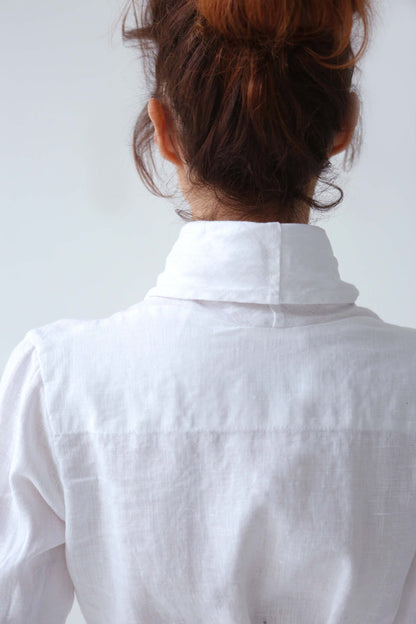 Women’s Linen Bathrobe Calla in White
