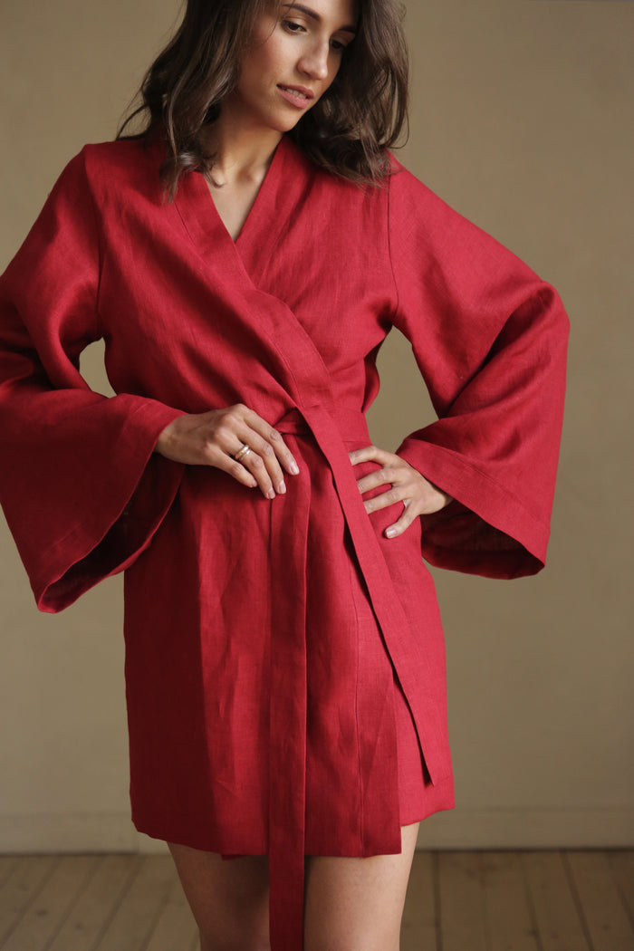Women’s Linen Kimono KAYA in Red