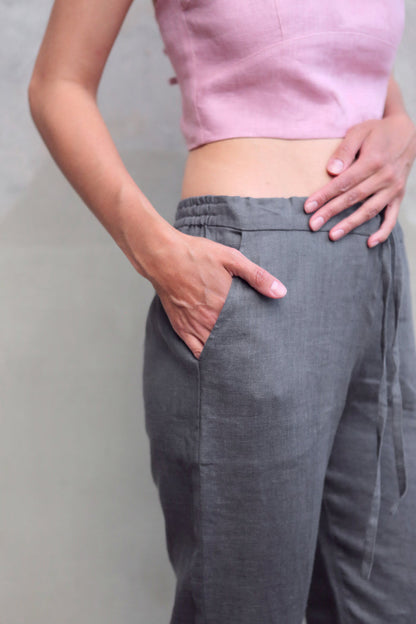 Women’s Linen Pants ANISE in Dark grey