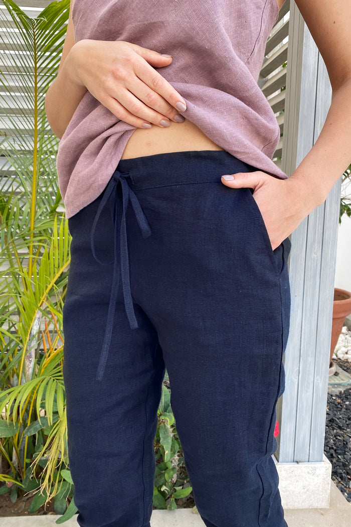 Women’s Linen Pants NARA in Dark blue
