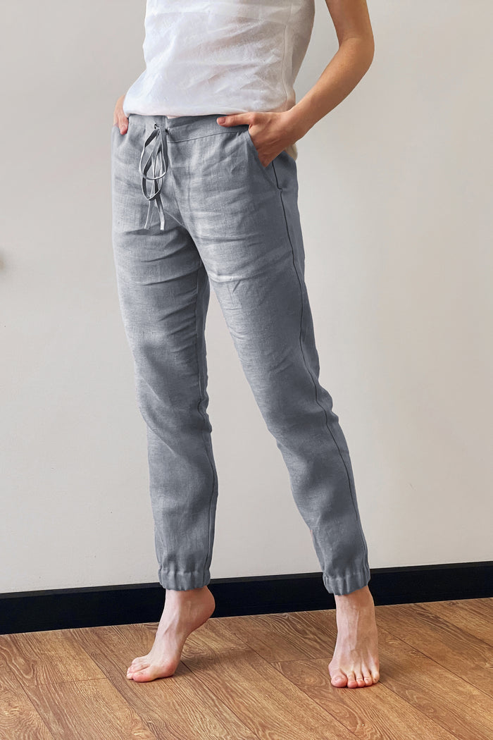 Women’s Linen Pants NARA in Light grey