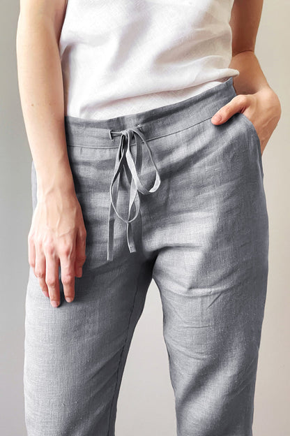 Women’s Linen Pants NARA in Light grey