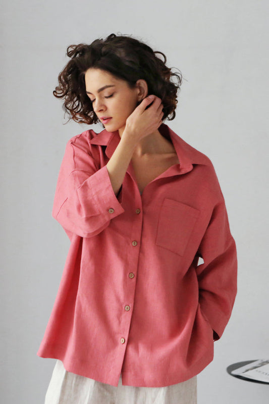 Women’s Linen Shirt FENNEL in Peach