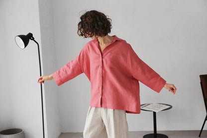 Women’s Linen Shirt FENNEL in Peach
