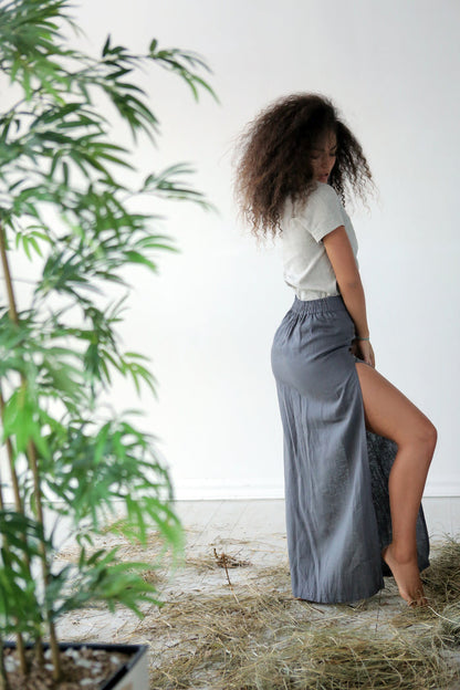 Women’s Linen Skirt SENNA in Dark grey