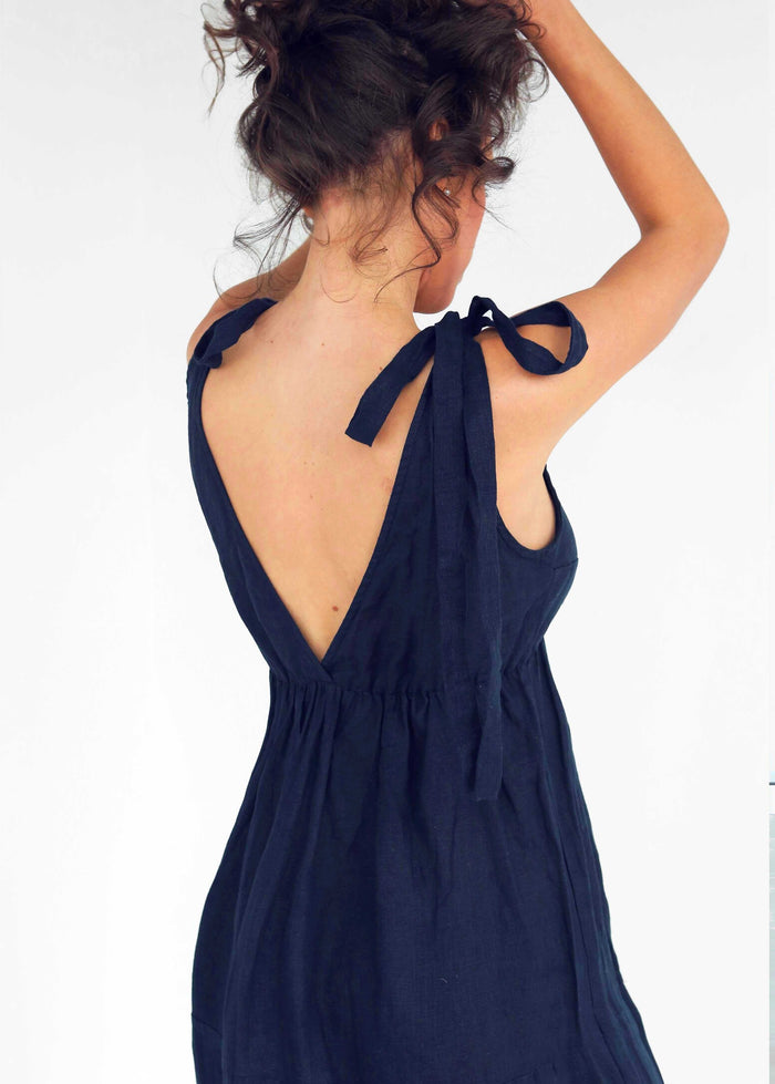Women's Linen Sundress MELIA in Dark blue