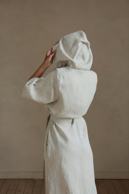 Women’s Long Linen Kimono MIMOSA in Beige