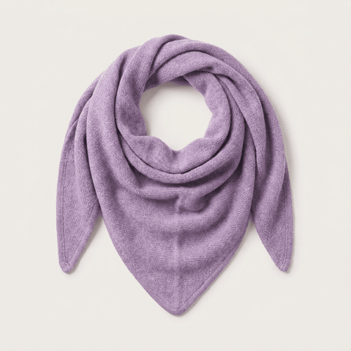 Women’s Luxury Ribbed Cashmere Triangle Scarf - HEATHER - Heritage Of Scotland -