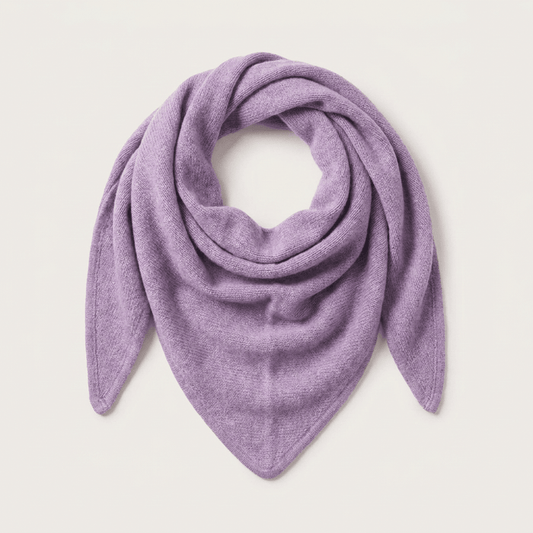 Women’s Luxury Ribbed Cashmere Triangle Scarf - HEATHER - Heritage Of Scotland -