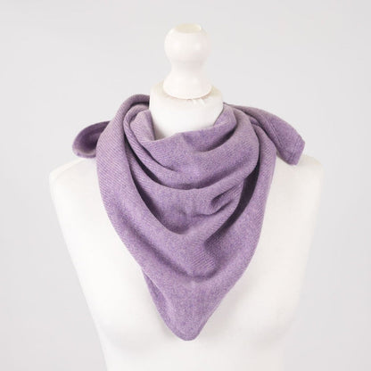 Women’s Luxury Ribbed Cashmere Triangle Scarf - HEATHER - Heritage Of Scotland -