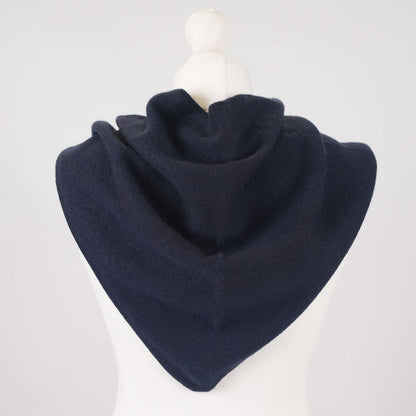 Women’s Luxury Ribbed Cashmere Triangle Scarf - NAVY - Heritage Of Scotland -
