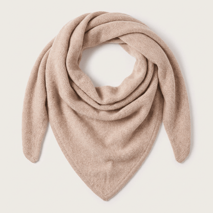Women’s Luxury Ribbed Cashmere Triangle Scarf - SAND BEIGE - Heritage Of Scotland -