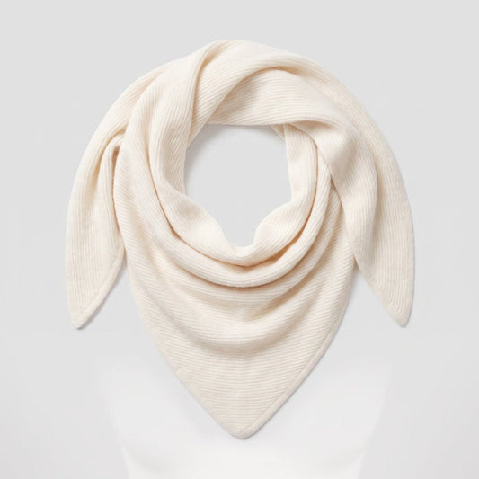 Women’s Luxury Ribbed Cashmere Triangle Scarf - WHITE - Heritage Of Scotland -