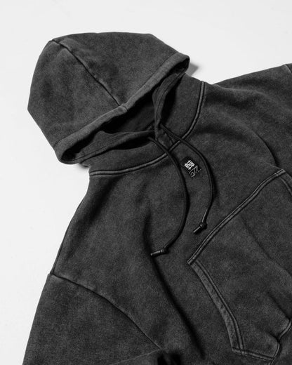 WOMENS OVERSIZED CROP HOODIE - ACID WASH