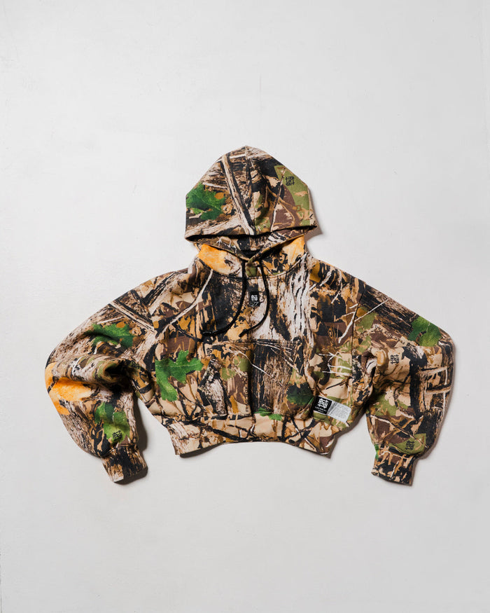 WOMENS OVERSIZED CROP HOODIE - CAMO