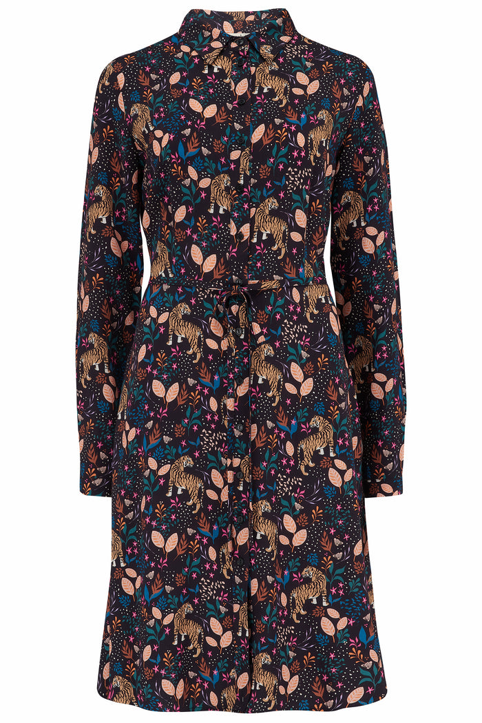 Zadie Shirt Dress - Black/Multi Jungle Tigers