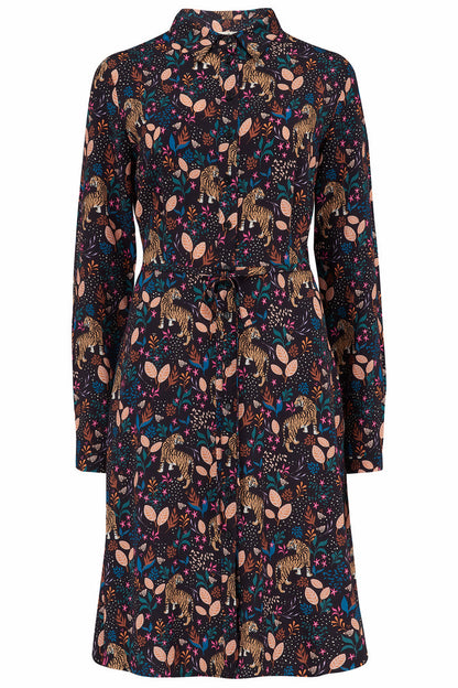 Zadie Shirt Dress - Black/Multi Jungle Tigers