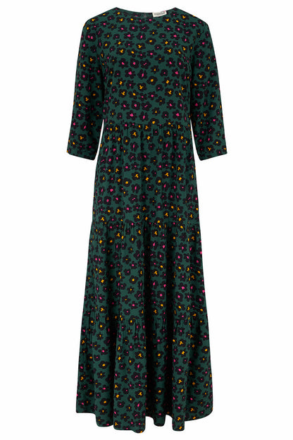 Zaina Tiered Maxi Dress -Green, Painted Floral