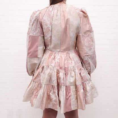 ZIMMERMANN PINK AND CREAM PATCHWORK DRESS - SIZE 3/L
